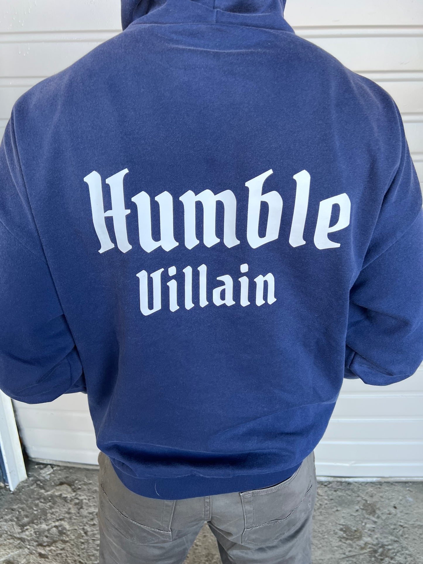 Navy Blue Sunwashed Distressed Hoodie